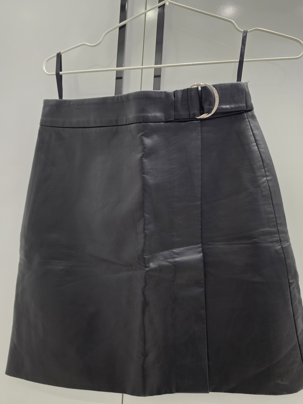 Ted Baker Black Faux Leather A-Line Skirt with D-Ring Detail TED BAKER